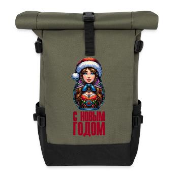 Russische Matroschka Weihnachten Russland - Rolltop Rucksack - Olive/Schwarz - Vorne