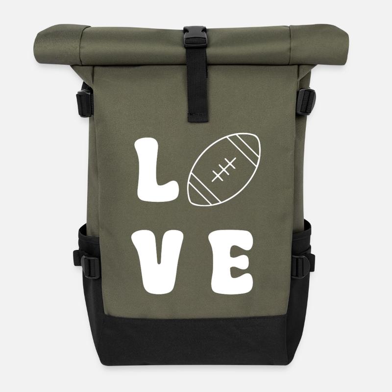 A Fußball L V E Weiß2 - Rolltop Rucksack - Olive/Schwarz