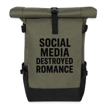 Social media destroys romance - Roll Top Backpack - olive/black - Front