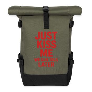 Just Kiss Me - We Can Talk Later - Rolltop Rucksack - Olive/Schwarz - Vorne
