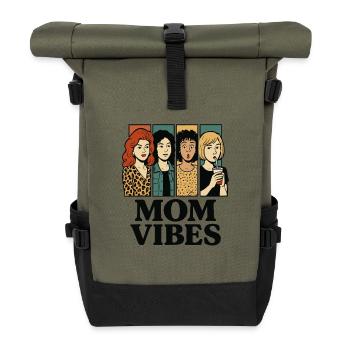 Mama Vibes – Style BD Rétro - Sac à dos roll top - olive/noir - Devant