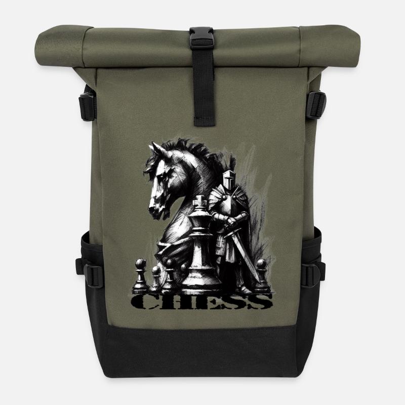 Schach - Rolltop Rucksack - Olive/Schwarz