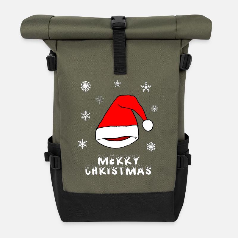 Christmas Hat Santa Claus - Roll Top Backpack - olive/black