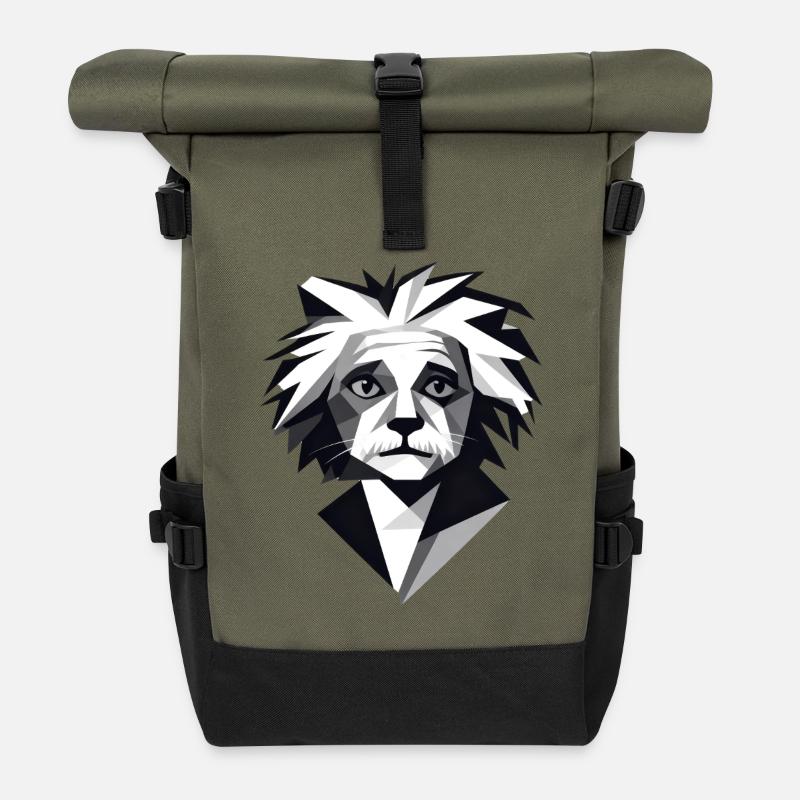 Schwarz-Weiß Abstrakter Dschinn - Rolltop Rucksack - Olive/Schwarz