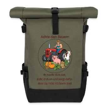 Peinture circulaire de tracteur agricole - Sac à dos roll top - olive/noir - Devant