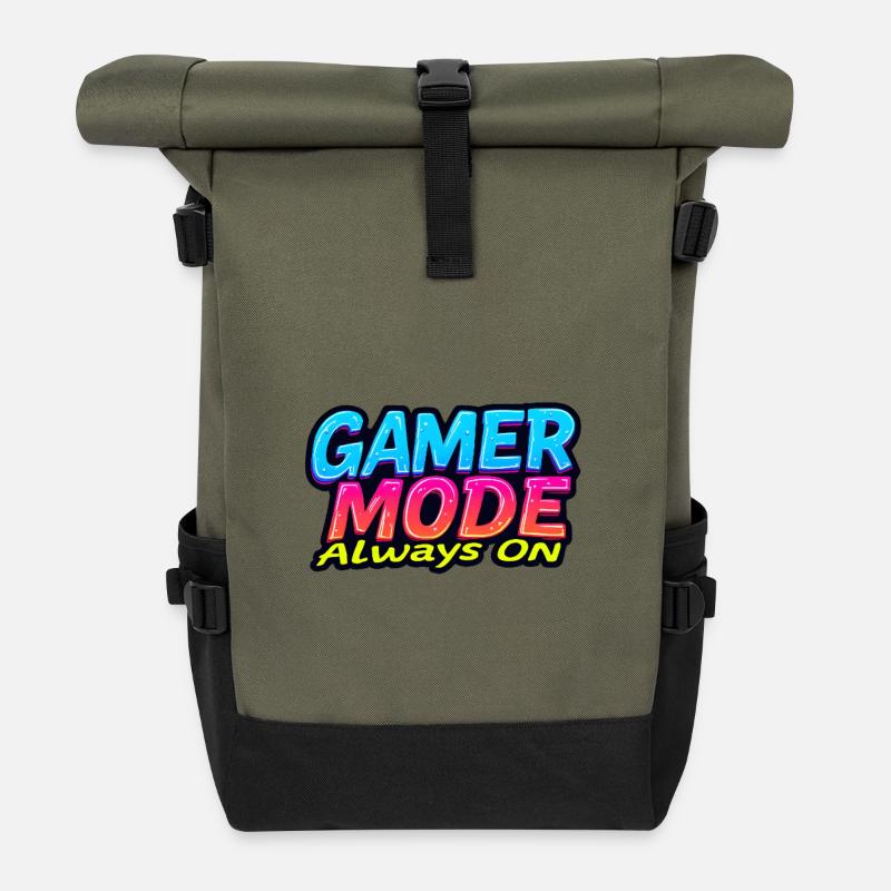 Gamer-Modus immer an - Rolltop Rucksack - Olive/Schwarz