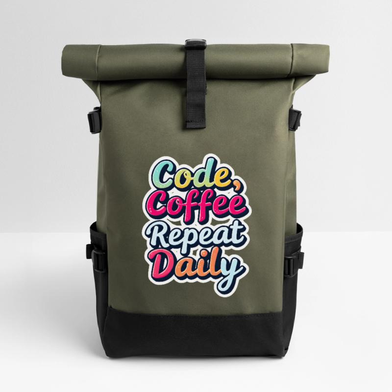 Code Schlaf Debug Wiederholungsprogramm Shirt Rolltop Rucksack