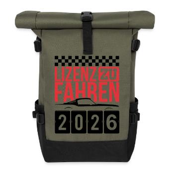 Driving License 2026 Driving Test Driving License Test - Roll Top Backpack - olive/black - Front