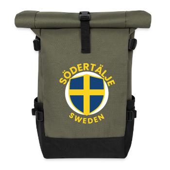 Swedish Shield Flag Logo - Roll Top Backpack - olive/black - Front