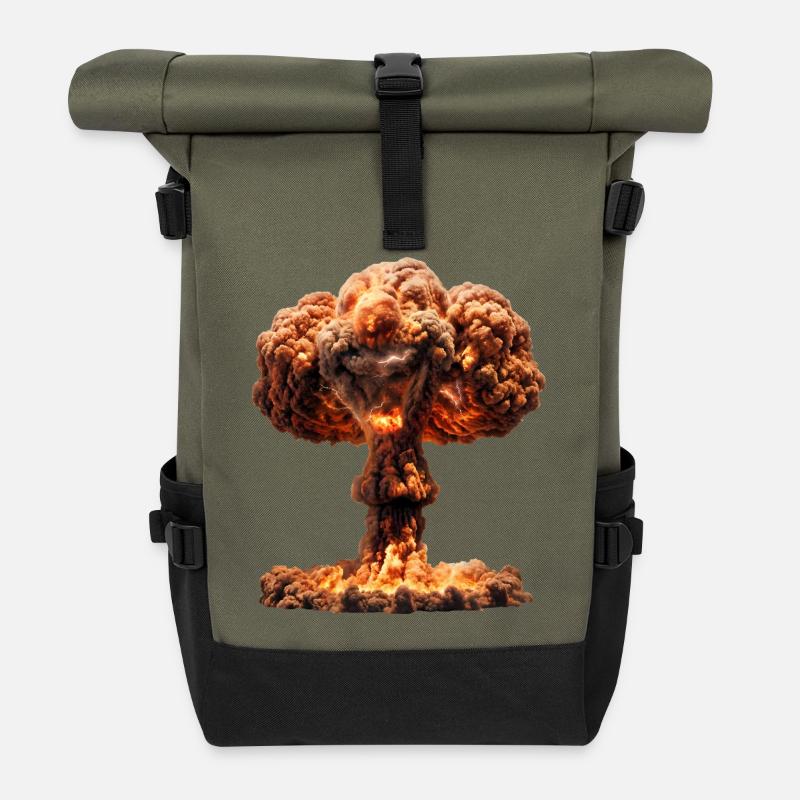 The power of atoms - Roll Top Backpack - olive/black
