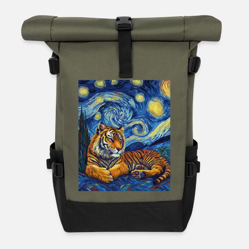 Tiger Van Gogh - Rolltop Rucksack - Olive/Schwarz