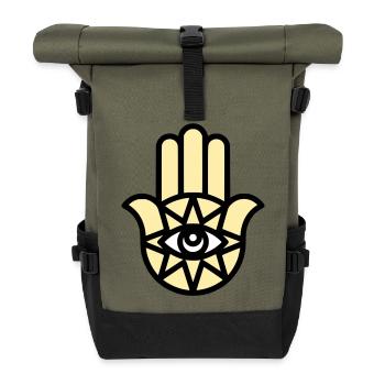 Hamsa Hand der Fatima - Rolltop Rucksack - Olive/Schwarz - Vorne