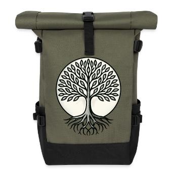 Baum des Lebens – Gaia – Natur - Rolltop Rucksack - Olive/Schwarz - Vorne