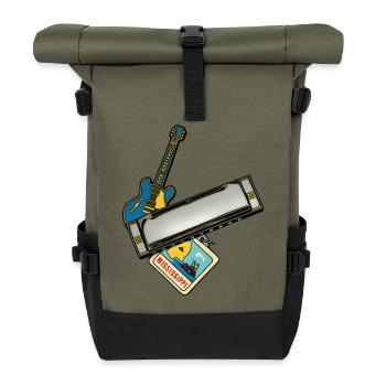 THE BLUES ROAD #1 – Ton & Bild - Rolltop Rucksack - Olive/Schwarz - Vorne
