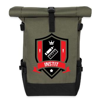 Wappen Instit: Das Abzeichen der Schulmeister! - Rolltop Rucksack - Olive/Schwarz - Vorne