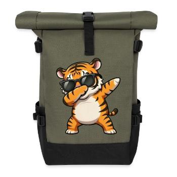 Dabbing Tiger - Roll Top Backpack - olive/black - Front