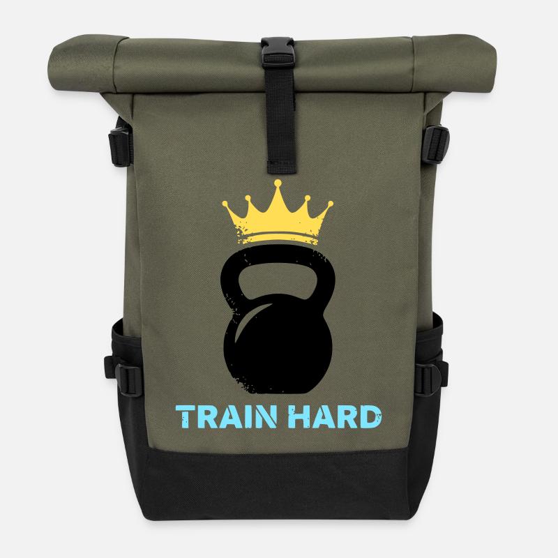 Kettlebell Crown Train Hard - Roll Top Backpack - olive/black
