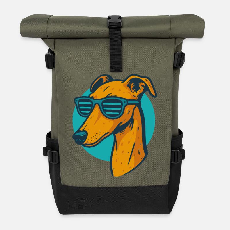 Windhund, Galgo Sonnenbrille Pop-Art - Rolltop Rucksack - Olive/Schwarz
