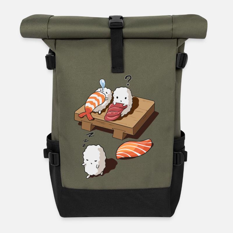 Von Sushi träumen - Rolltop Rucksack - Olive/Schwarz
