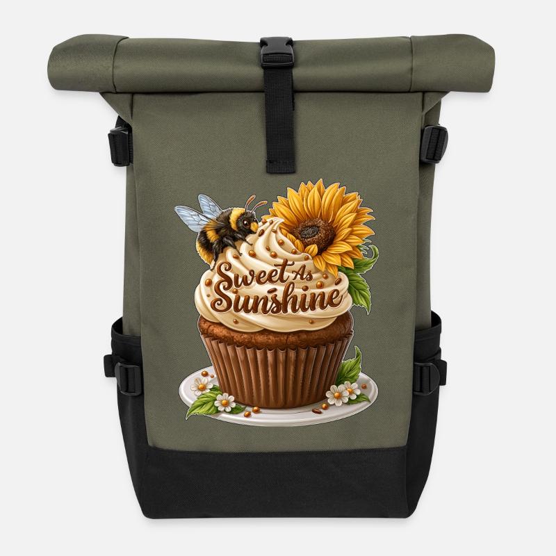 Sweet as Sunshine Cupcake-Kunst - Rolltop Rucksack - Olive/Schwarz