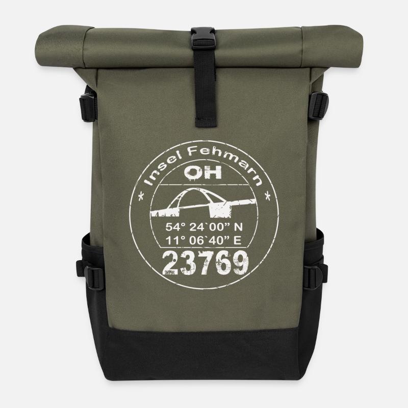 Fehmarn Stempel - Rolltop Rucksack - Olive/Schwarz