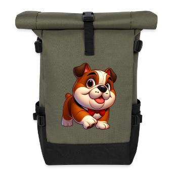 English Bulldog - Roll Top Backpack - olive/black - Front