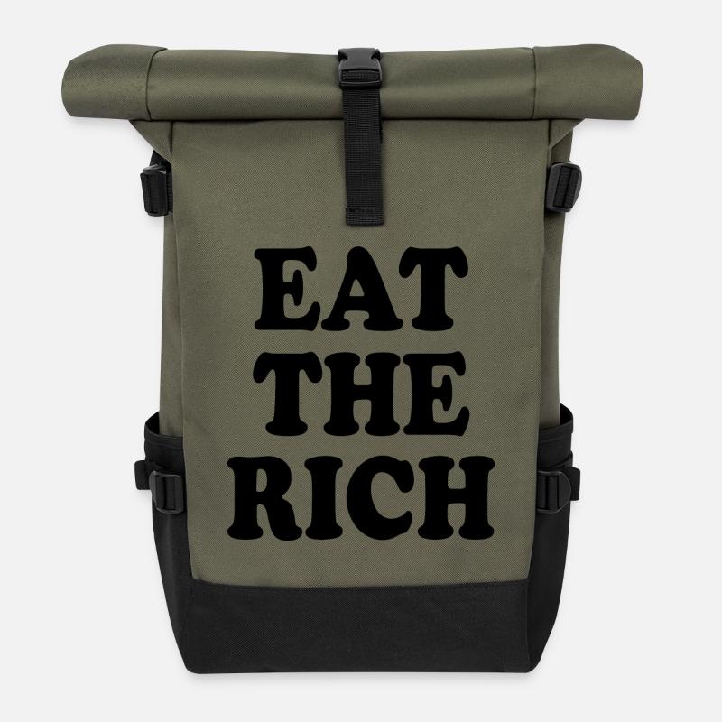 Eat the rich - Rolltop Rucksack - Olive/Schwarz