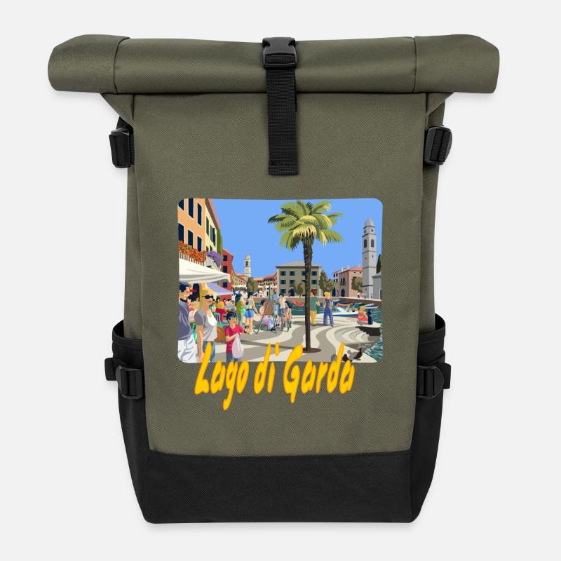 Lago di Garda - Rolltop Rucksack - Olive/Schwarz