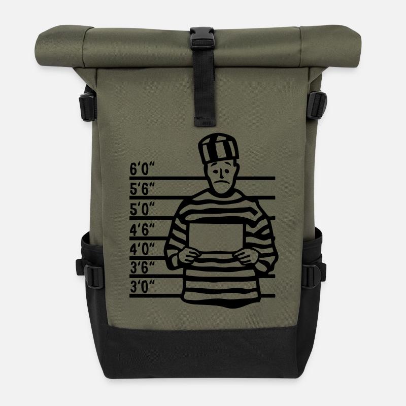 prisonnier prisoner pancarte empty vide1 - Sac à dos roll top - olive/noir