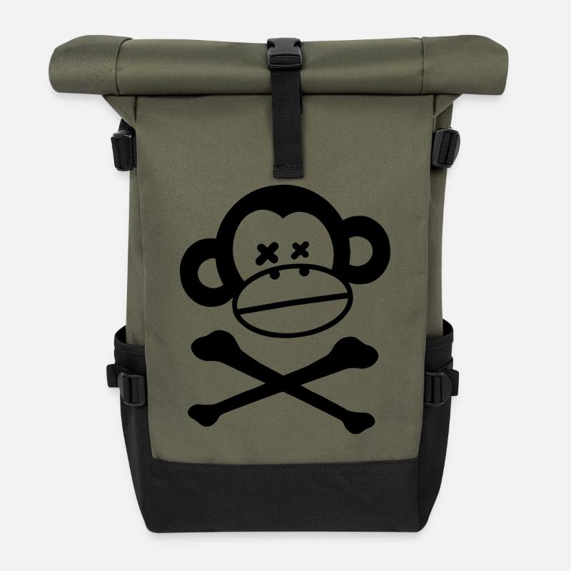Skull-Ape - Sac à dos roll top - olive/noir
