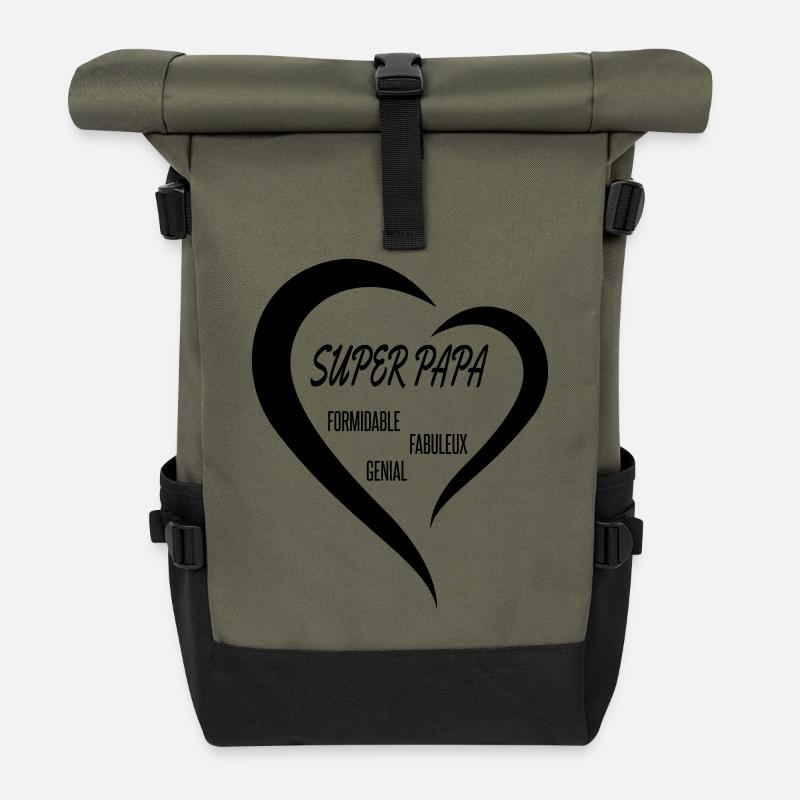 super papa fête des pères formidable génial - Roll Top Backpack - olive/black