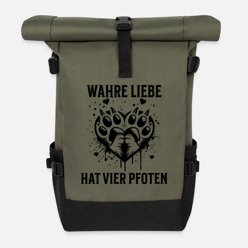 Le véritable amour a quatre pattes - Sac à dos roll top - olive/noir