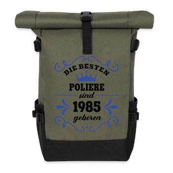 Polier Geburtstag Jahrgang 1985 Kollege Geb - Rolltop Rucksack - Olive/Schwarz - Vorne