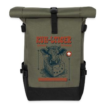 Kuh & Käse Shirt: Schweizer Ländlerfreude pur - Rolltop Rucksack - Olive/Schwarz - Vorne