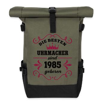 Uhrmacherin Geburtstag Jahrgang 1985 Kollegin - Rolltop Rucksack - Olive/Schwarz - Vorne