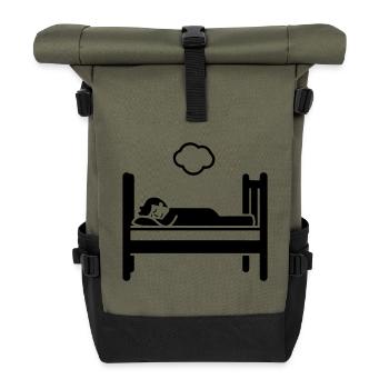 Schlafen Bett - Rolltop Rucksack - Olive/Schwarz - Vorne
