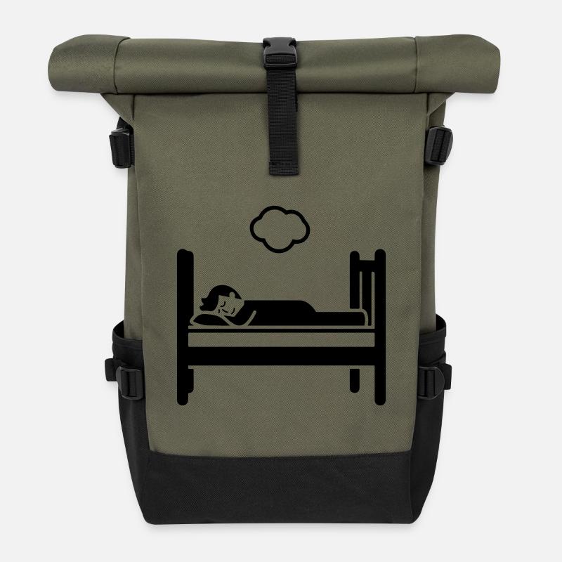Schlafen Bett - Rolltop Rucksack - Olive/Schwarz