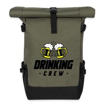 Drinking Crew Bier - Rolltop Rucksack - Olive/Schwarz - Vorne