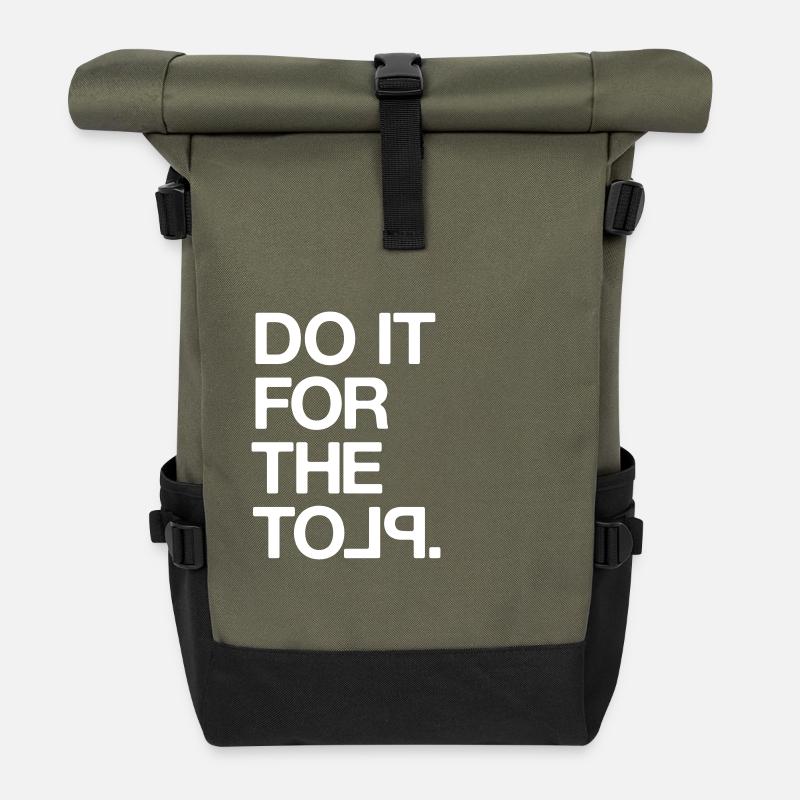 « Faites-le pour l’intrigue » / Motivation - Sac à dos roll top - olive/noir