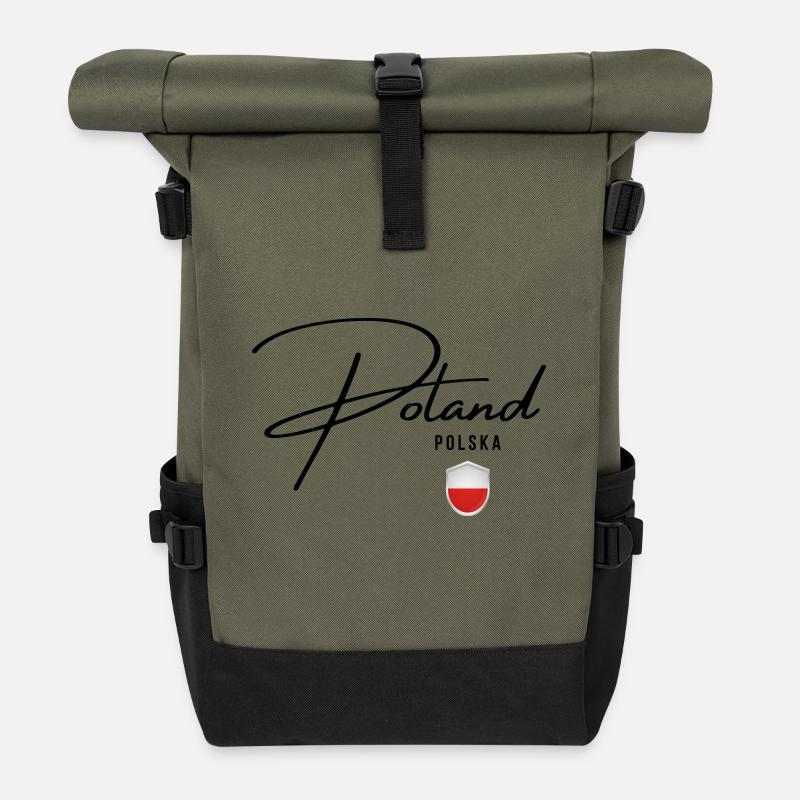 Flagge Polens, Polnischer Stolz - Rolltop Rucksack - Olive/Schwarz