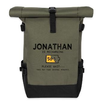 Jonathan Lustig Name Sarkastische Geschenke Name - Rolltop Rucksack - Olive/Schwarz - Vorne