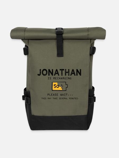 Jonathan Lustig Name Sarkastische Geschenke Name - Rolltop Rucksack - Olive/Schwarz