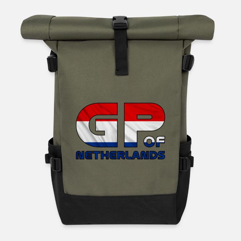 netherlands_gp - Roll Top Backpack - olive/black