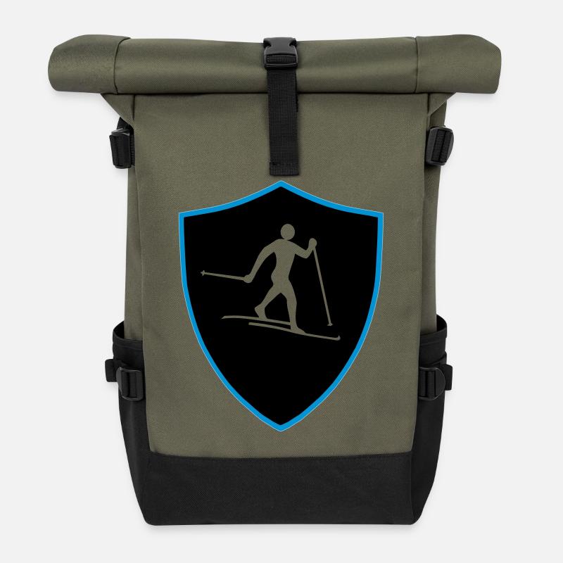 Langlauf Schild - Rolltop Rucksack - Olive/Schwarz