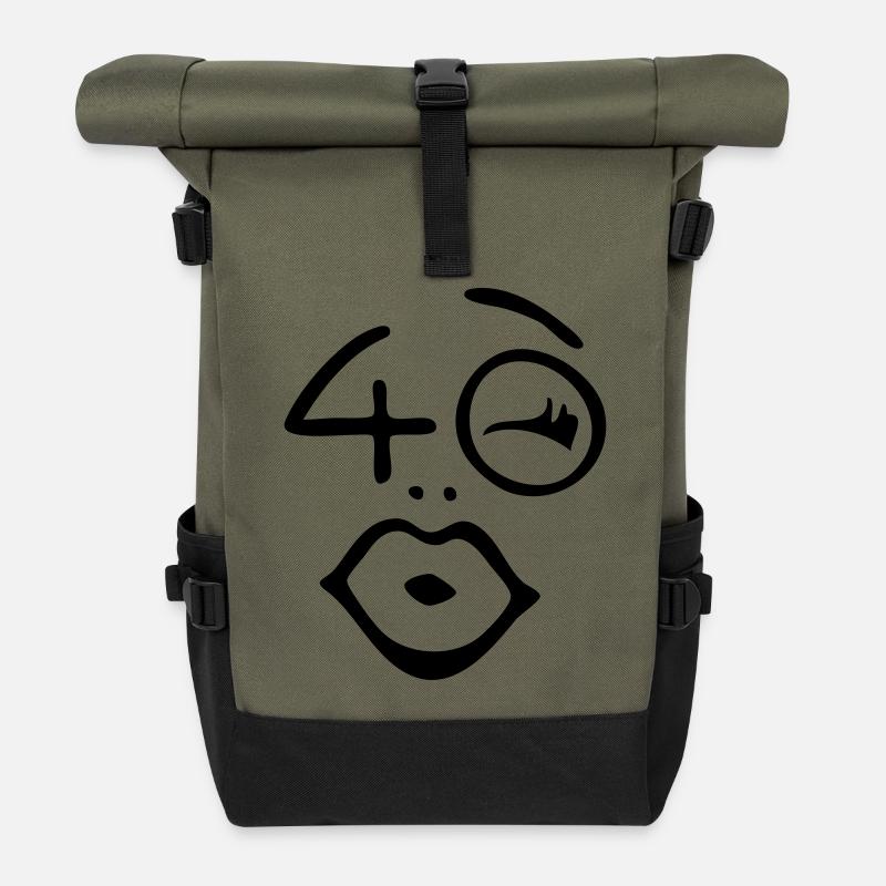 Wow, endlich 40 Jahre ! - Rolltop Rucksack - Olive/Schwarz