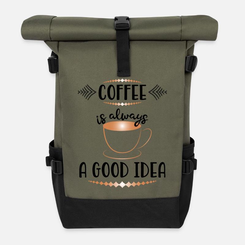 Kaffee - Rolltop Rucksack - Olive/Schwarz