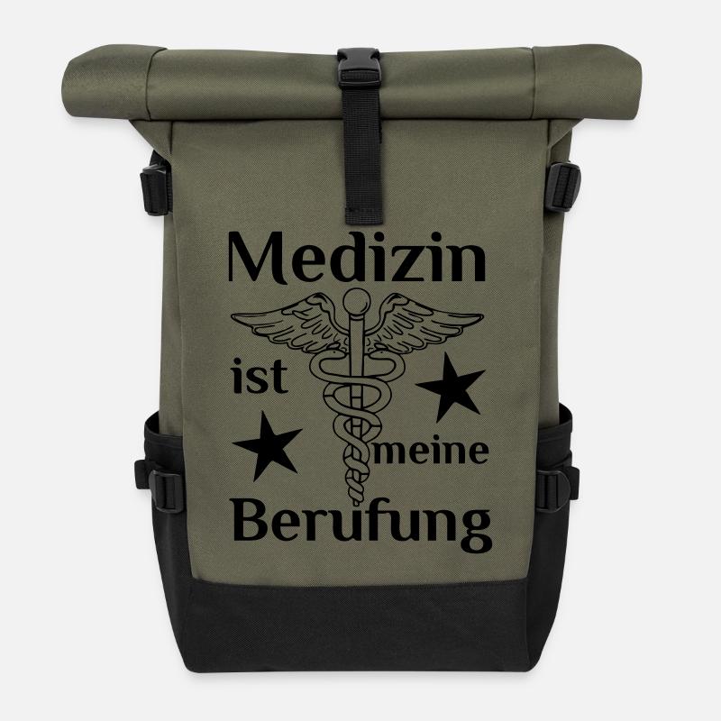 Medizin Beruf Arzt MTA Spruch Geschenk - Rolltop Rucksack - Olive/Schwarz