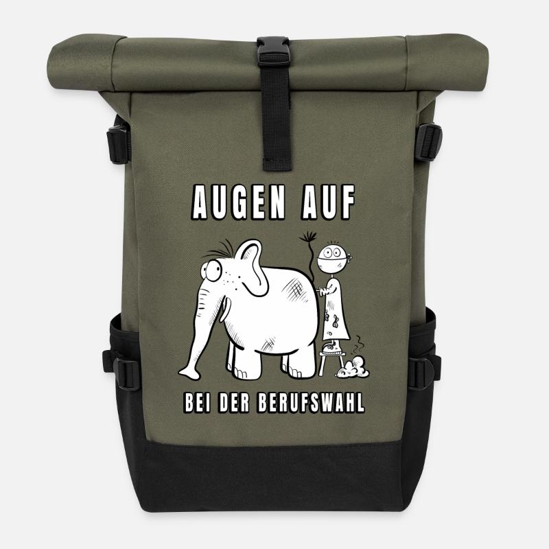 Augen Auf Bei Der Berufswahl I Tierarzt Geschenk - Rolltop Rucksack - Olive/Schwarz