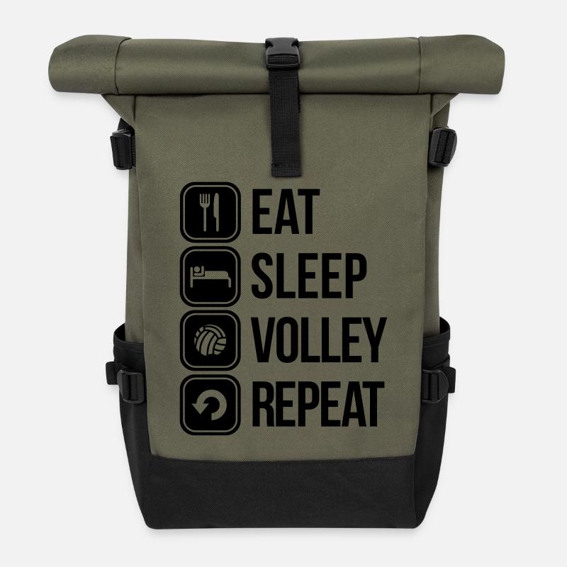 eat sleep volley repeat - Rolltop Rucksack - Olive/Schwarz