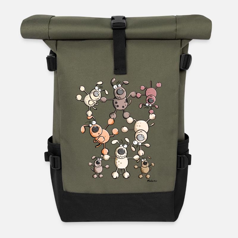 Hunde Zirkus - Rolltop Rucksack - Olive/Schwarz